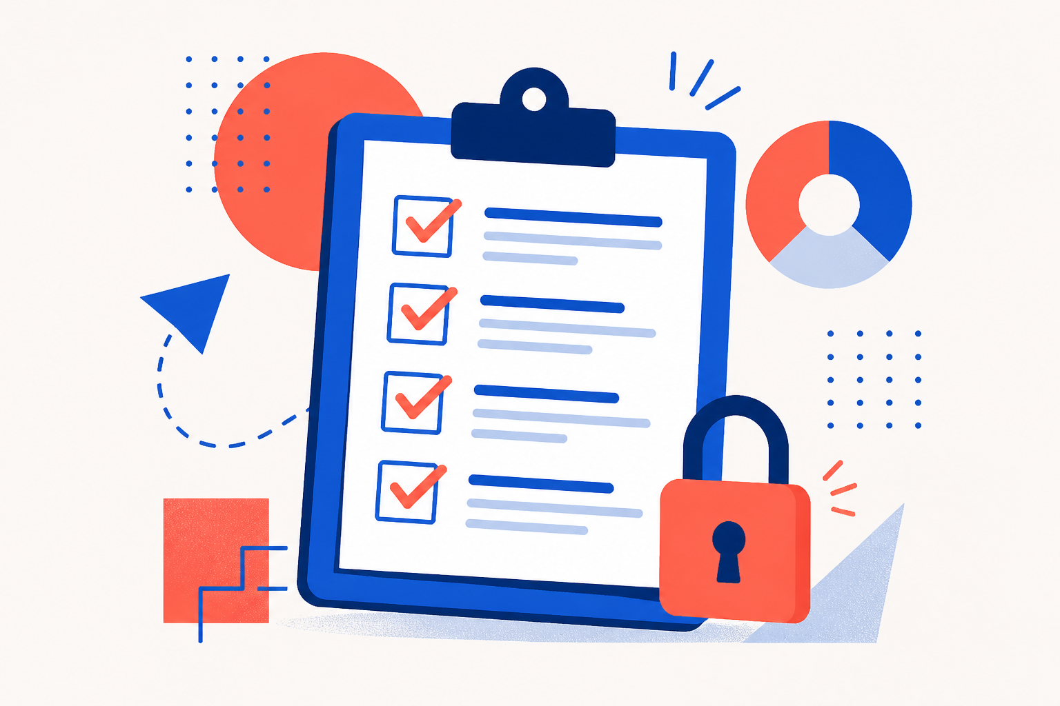 Checklist and padlock illustration for review methodology